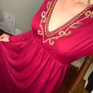 Vintage burgundy empire waist maxi dress